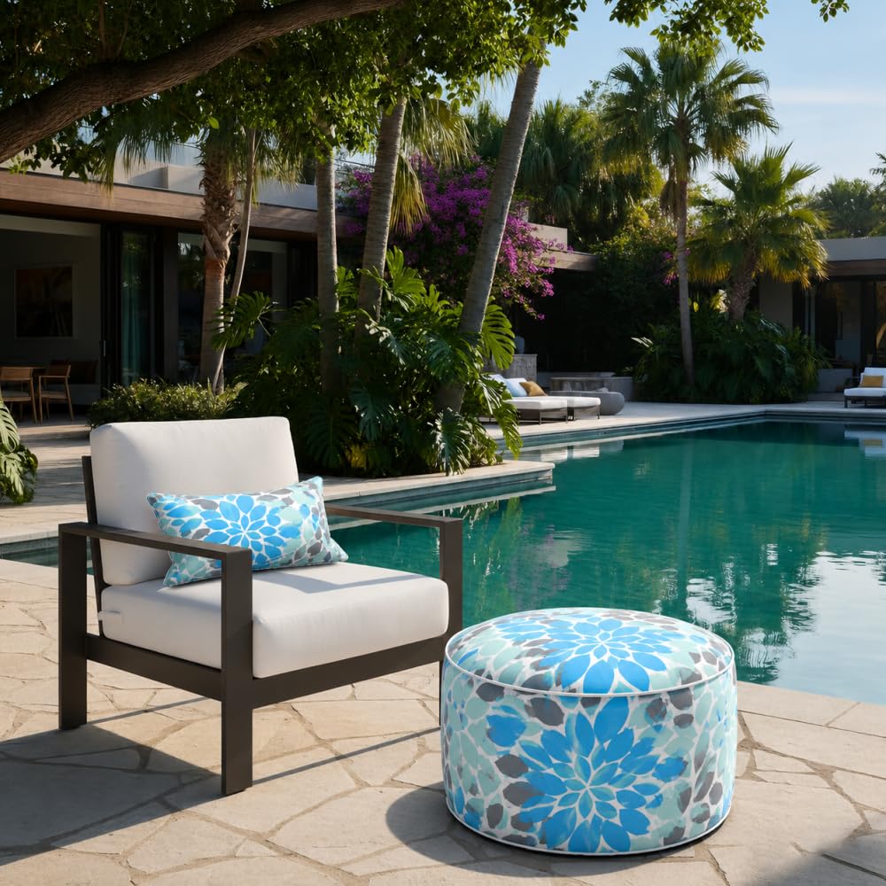 Inflatable Outdoor Ottoman 2 Pack Teal Grey I21076