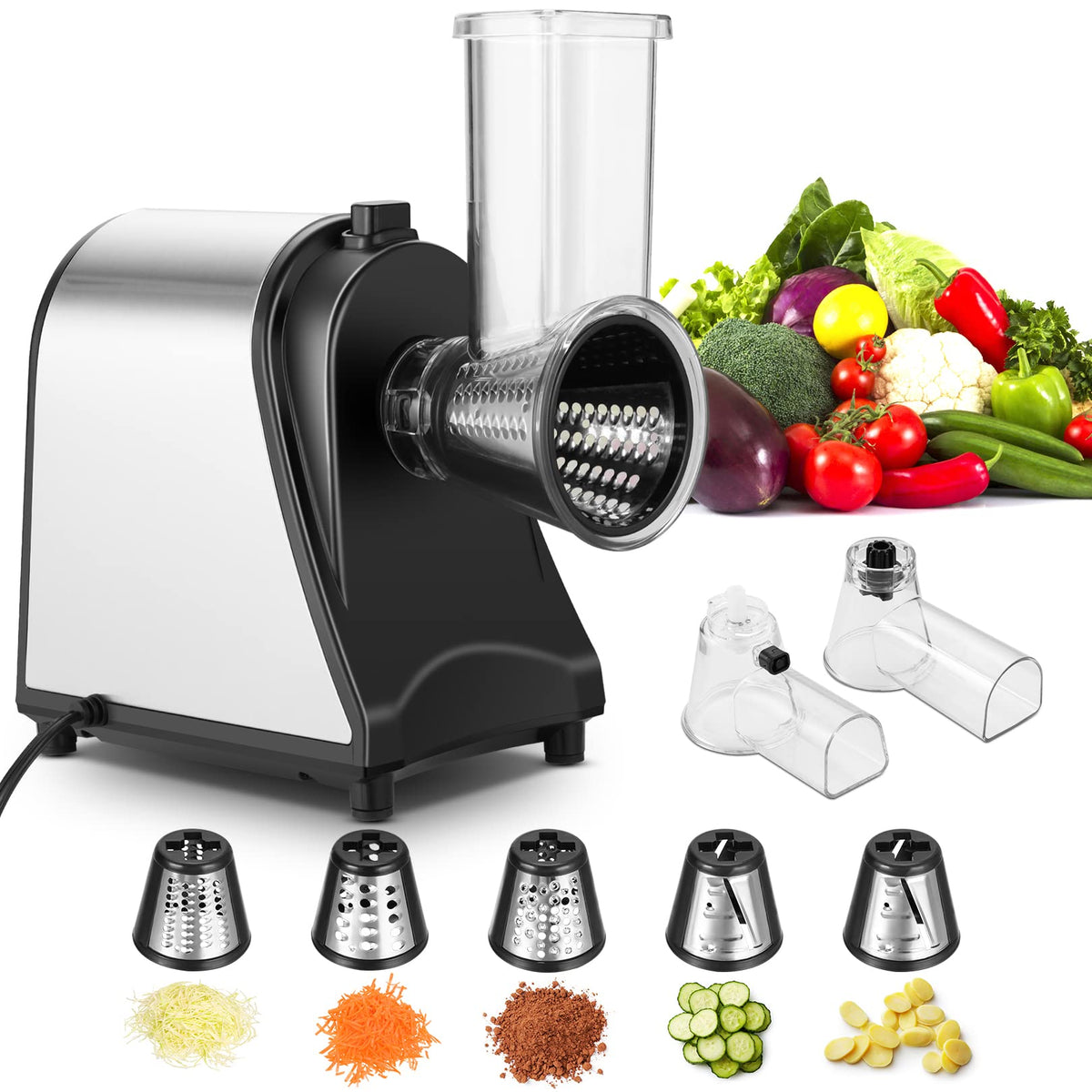Electric Vegetable Cutter 500 W with 5 Cutting Drums B86880