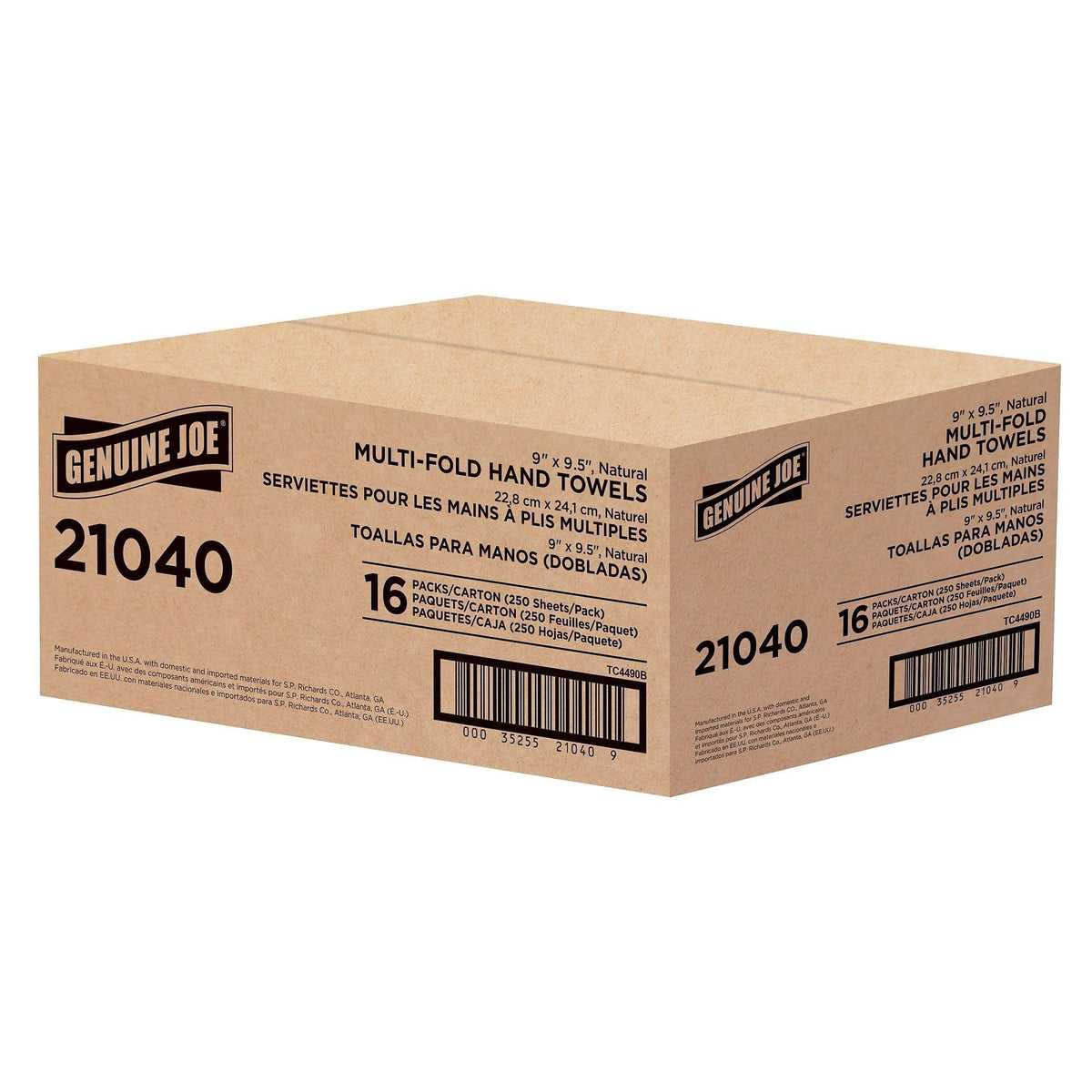Multifold Paper Hand Towels 1-Ply Kraft 100% Recycled 250 Count 16 Pack O6202