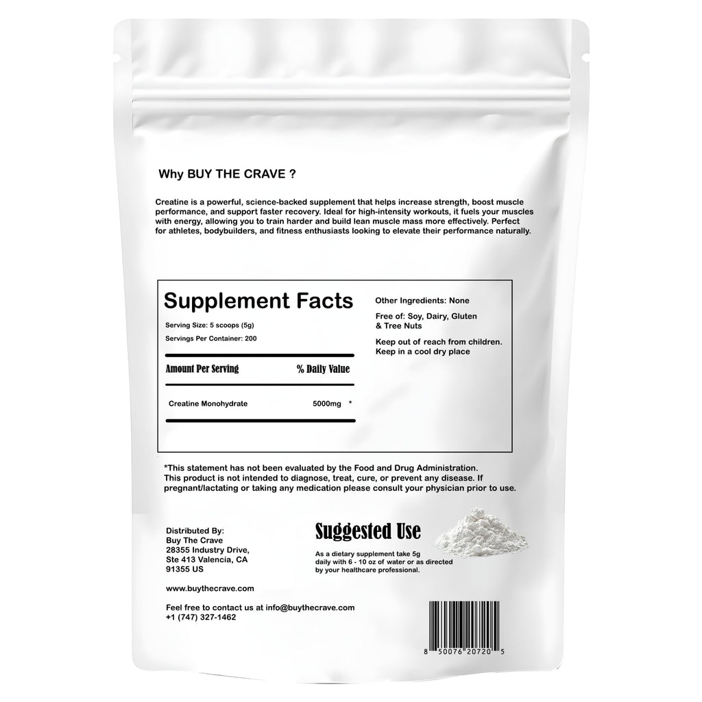 Micronized Creatine Monohydrate Powder Unflavored Gluten-Free 1000g P487