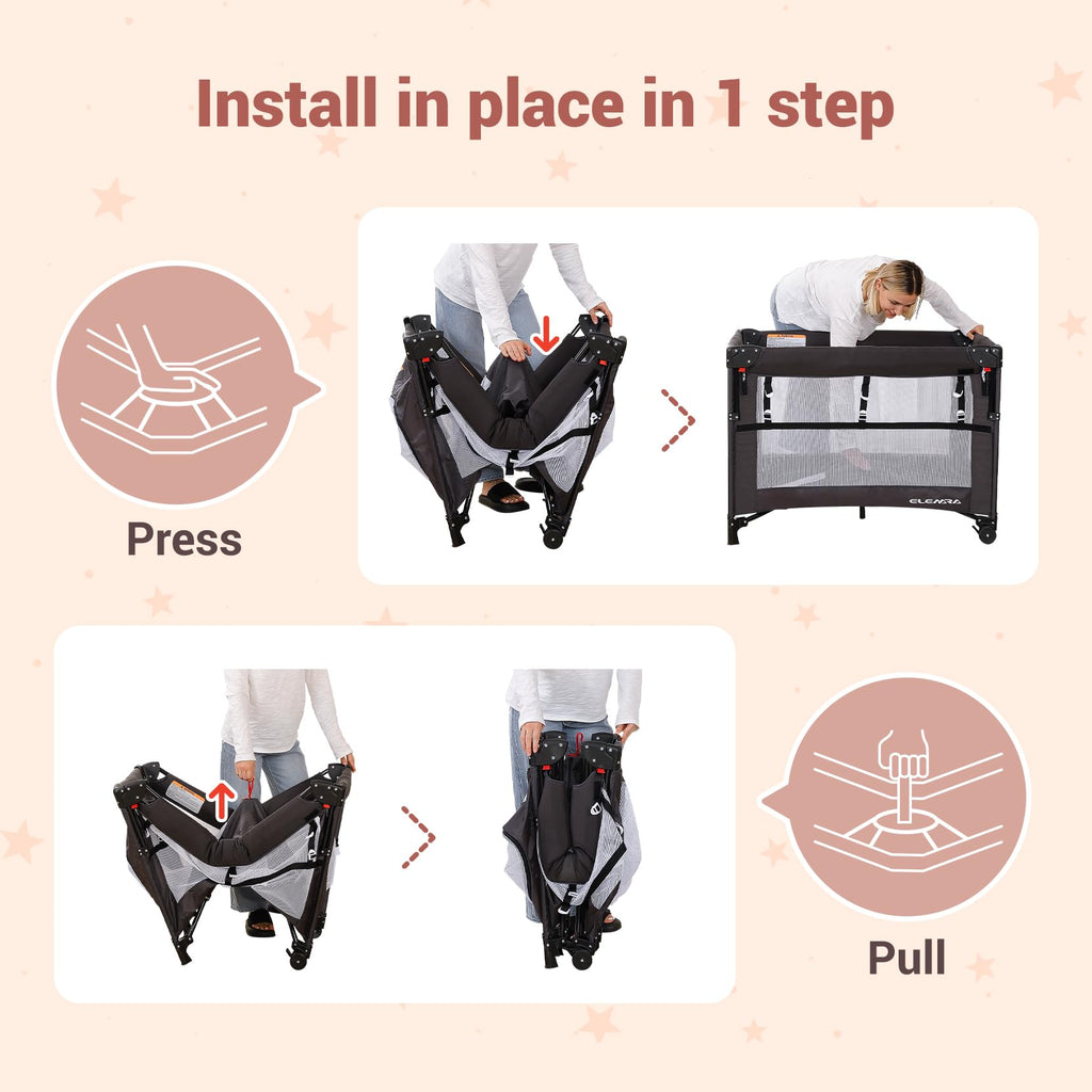 5 in 1 Adjustable Foldable Playard with Changing Table W31950