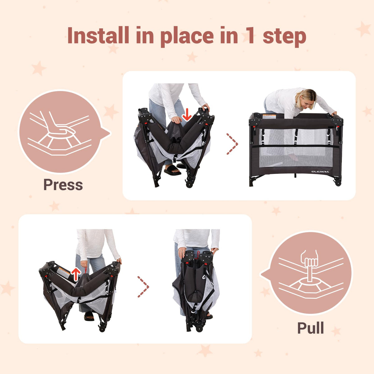 5 in 1 Adjustable Foldable Playard with Changing Table W31950