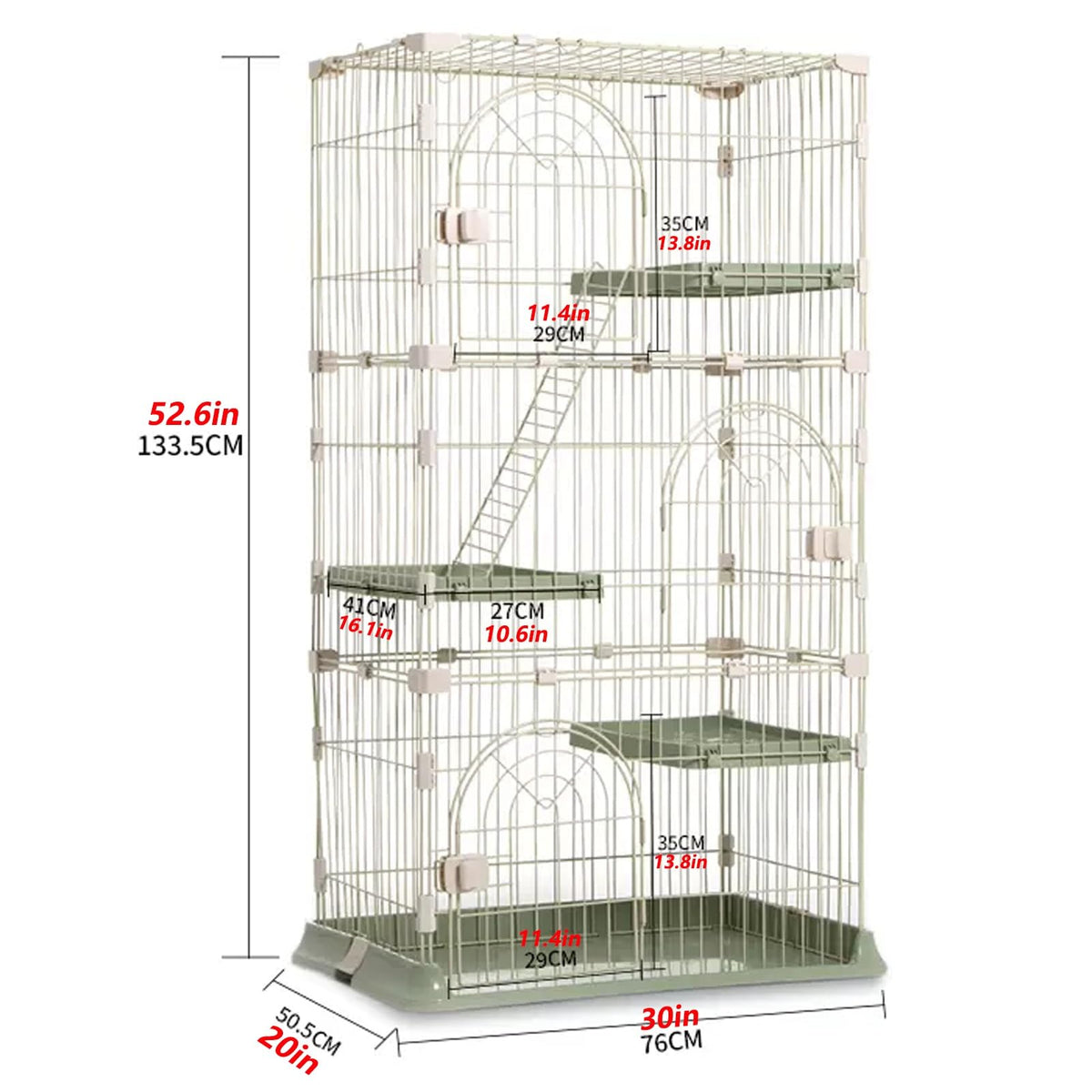 3/4-Tier Wire Cat Cage Playpen Kennel with Hammock D872790