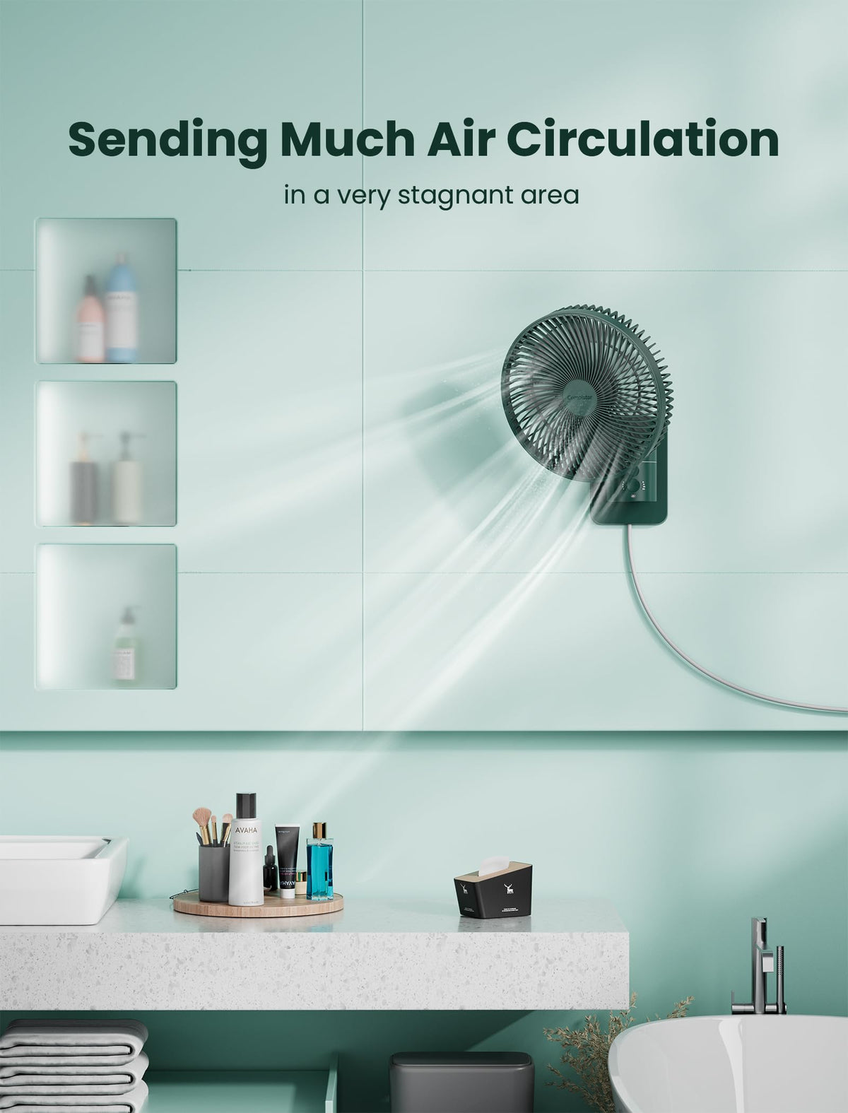 Wall Mounted Oscillating Fan with Remote and Timer, 8.5 Inch 4 Speeds D520
