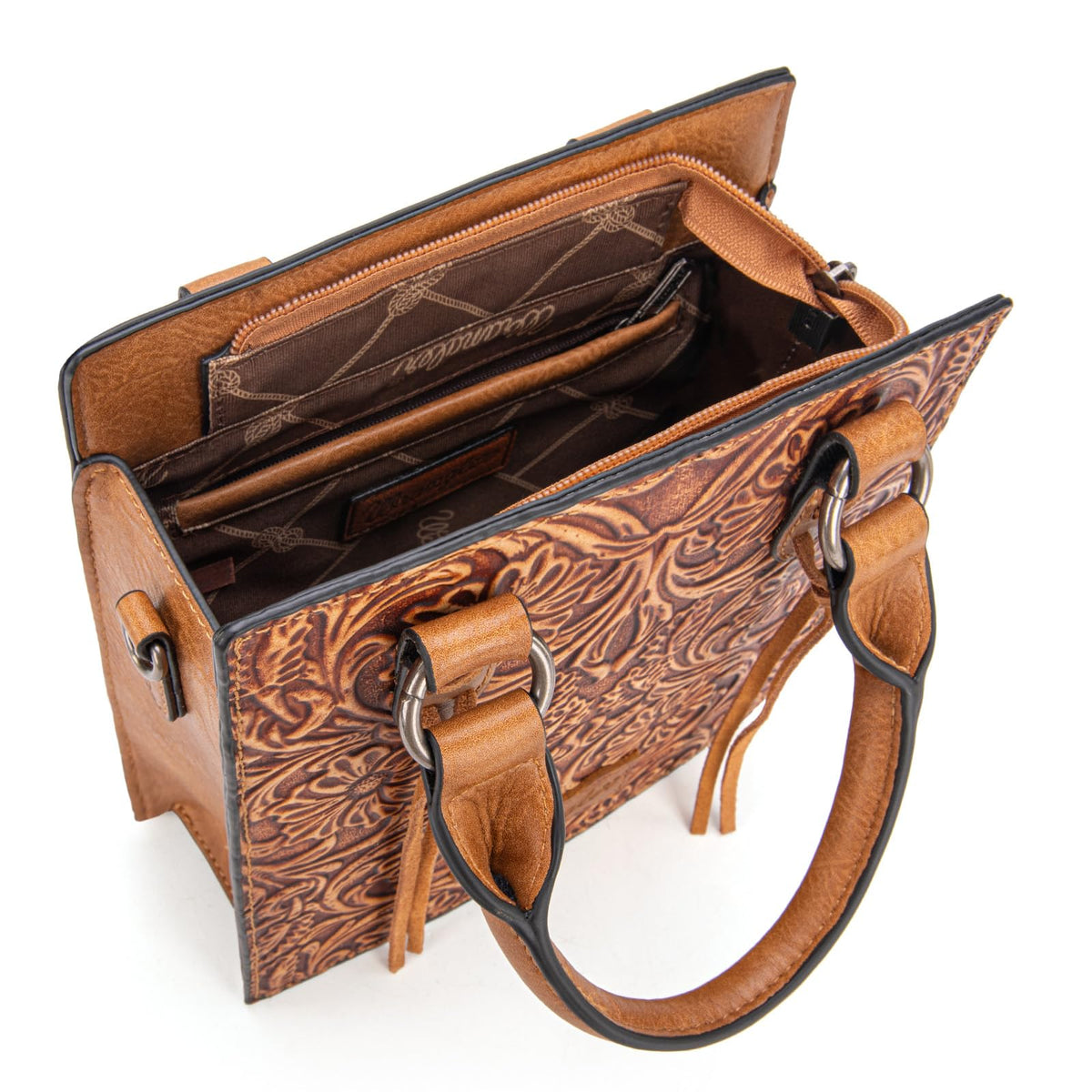 Embossed Fringe Crossbody Purse P517587