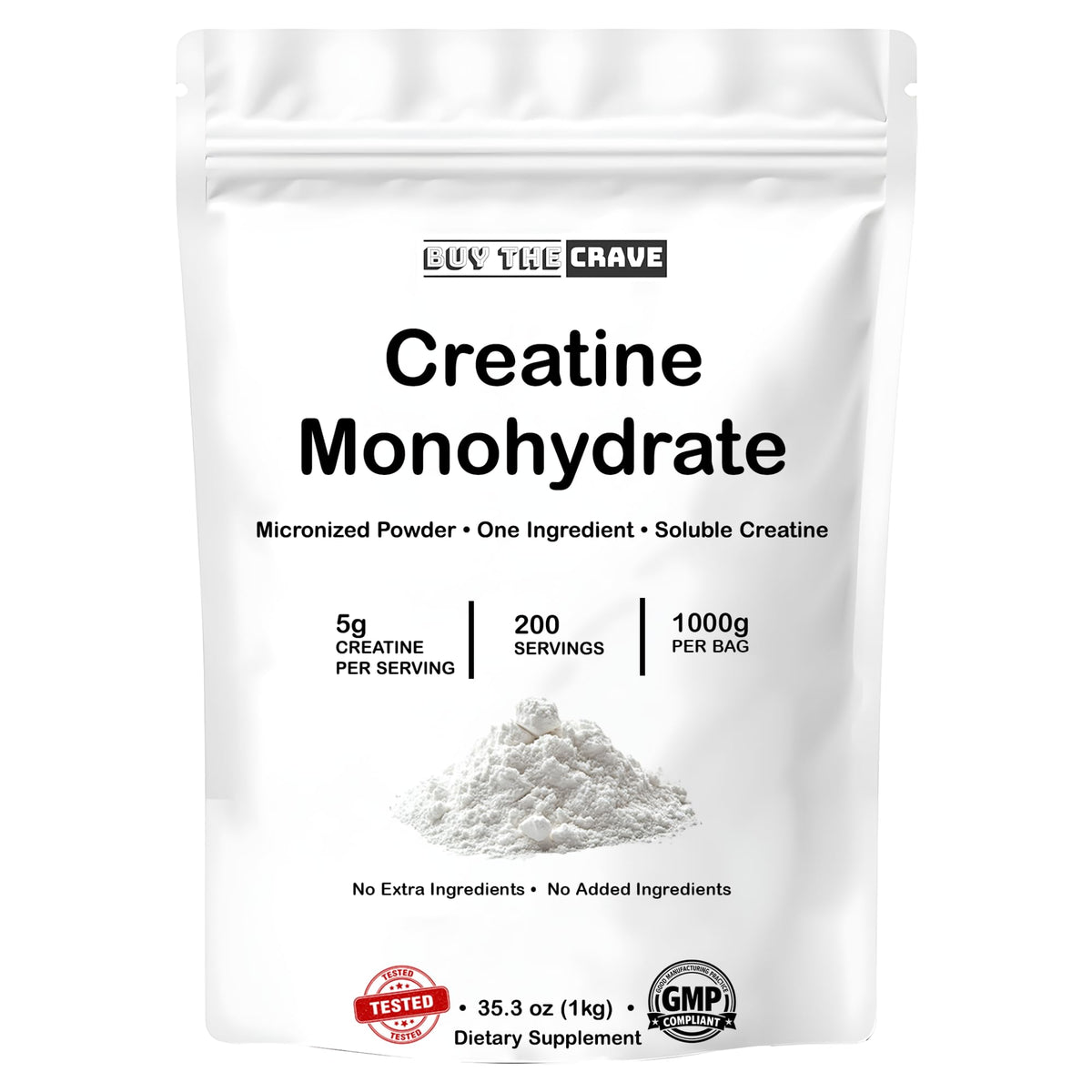 Micronized Creatine Monohydrate Powder Unflavored Gluten-Free 1000g P487
