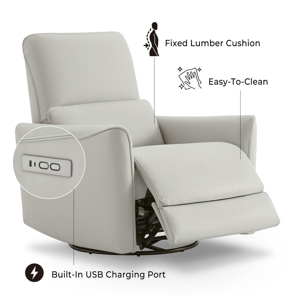Power Recliner Swivel Glider Chair Cream K3626