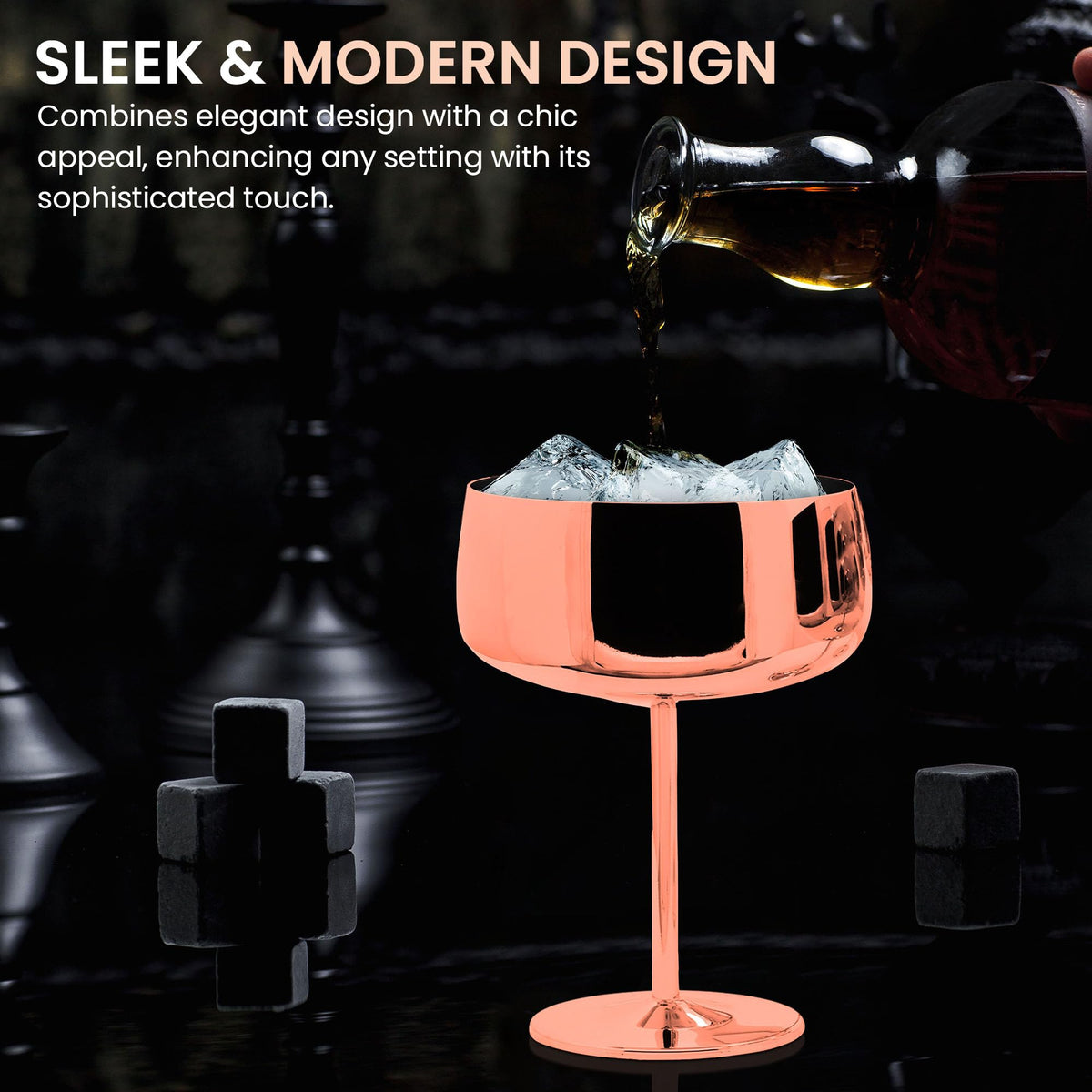 15 oz Stainless Steel Coupe Glasses Set of 4 W573