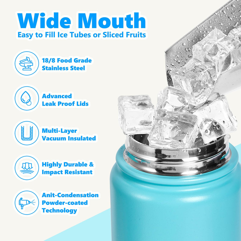 Insulated Water Bottle with Lid & Boot & Stickers, 24 oz S489592