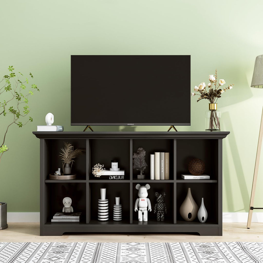 Black 8-Cube Open Bookcase with 2-Tier Low Cabinet S12081