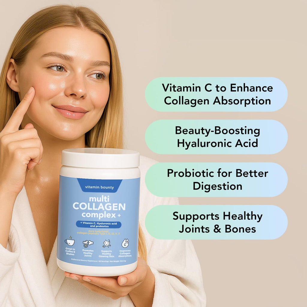 Multi Collagen Peptides Powder with Probiotics, Vitamin C & Hyaluronic Acid, 50 Servings Q47126