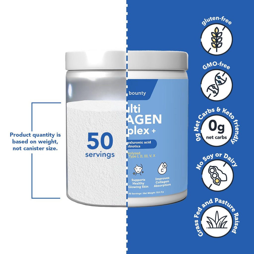 Multi Collagen Peptides Powder with Probiotics, Vitamin C & Hyaluronic Acid, 50 Servings Q47126