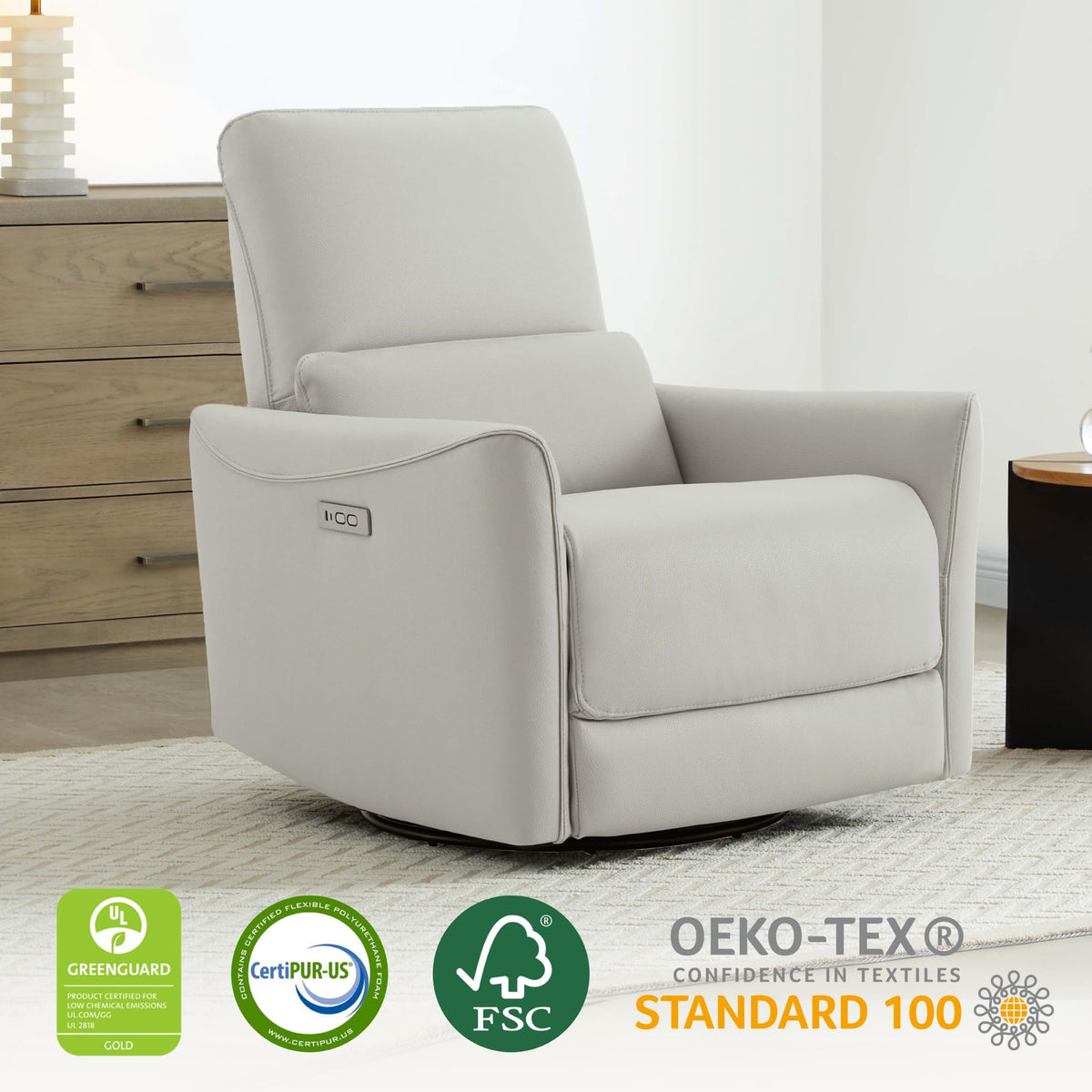 Power Recliner Swivel Glider Chair Cream K3626