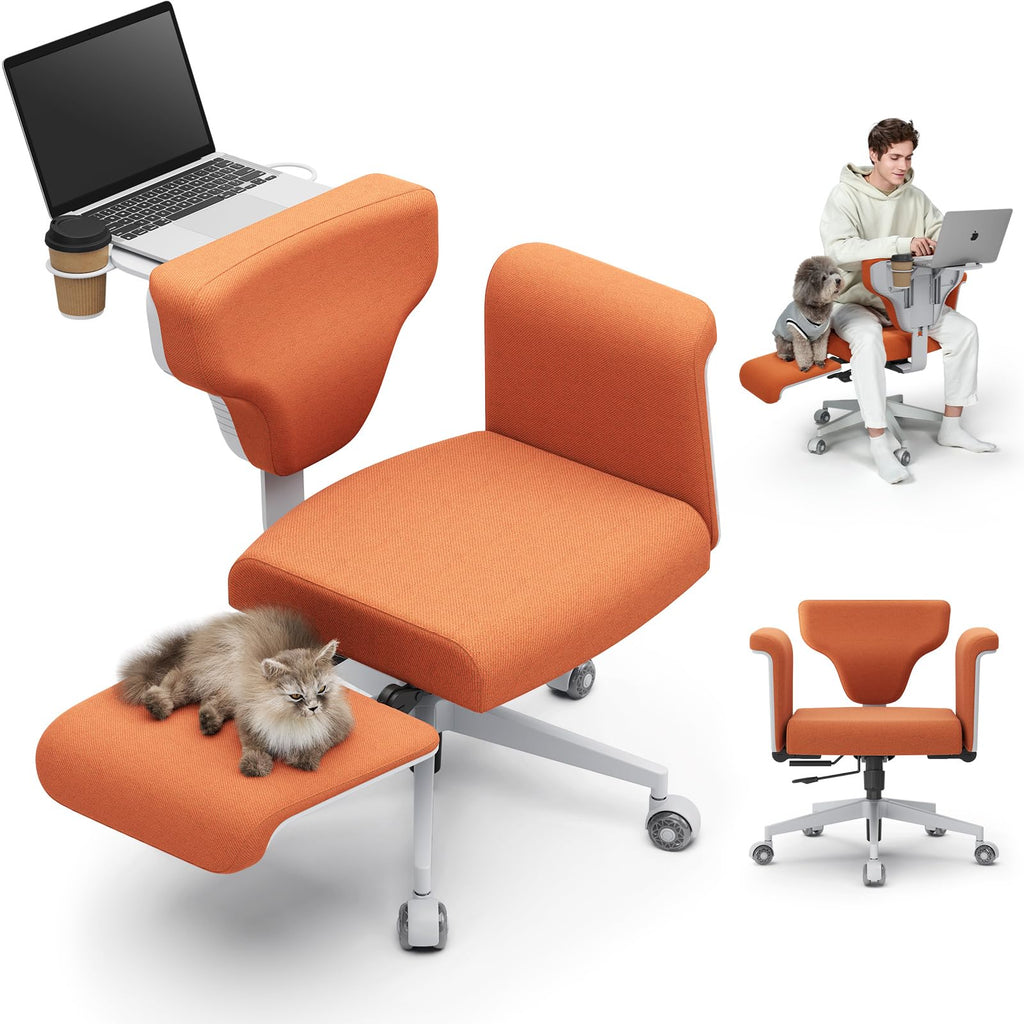 Orange Adjustable Ergonomic Office Chair with Desk Tray N85074