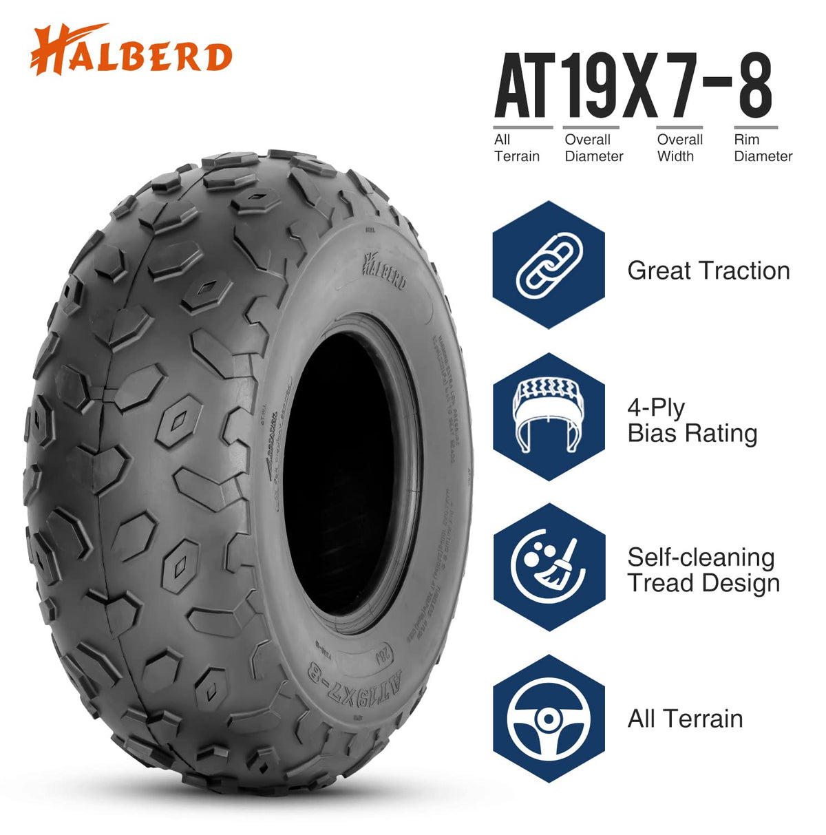 19x7-8 ATV UTV Tires Set of 2 Tubeless V2335