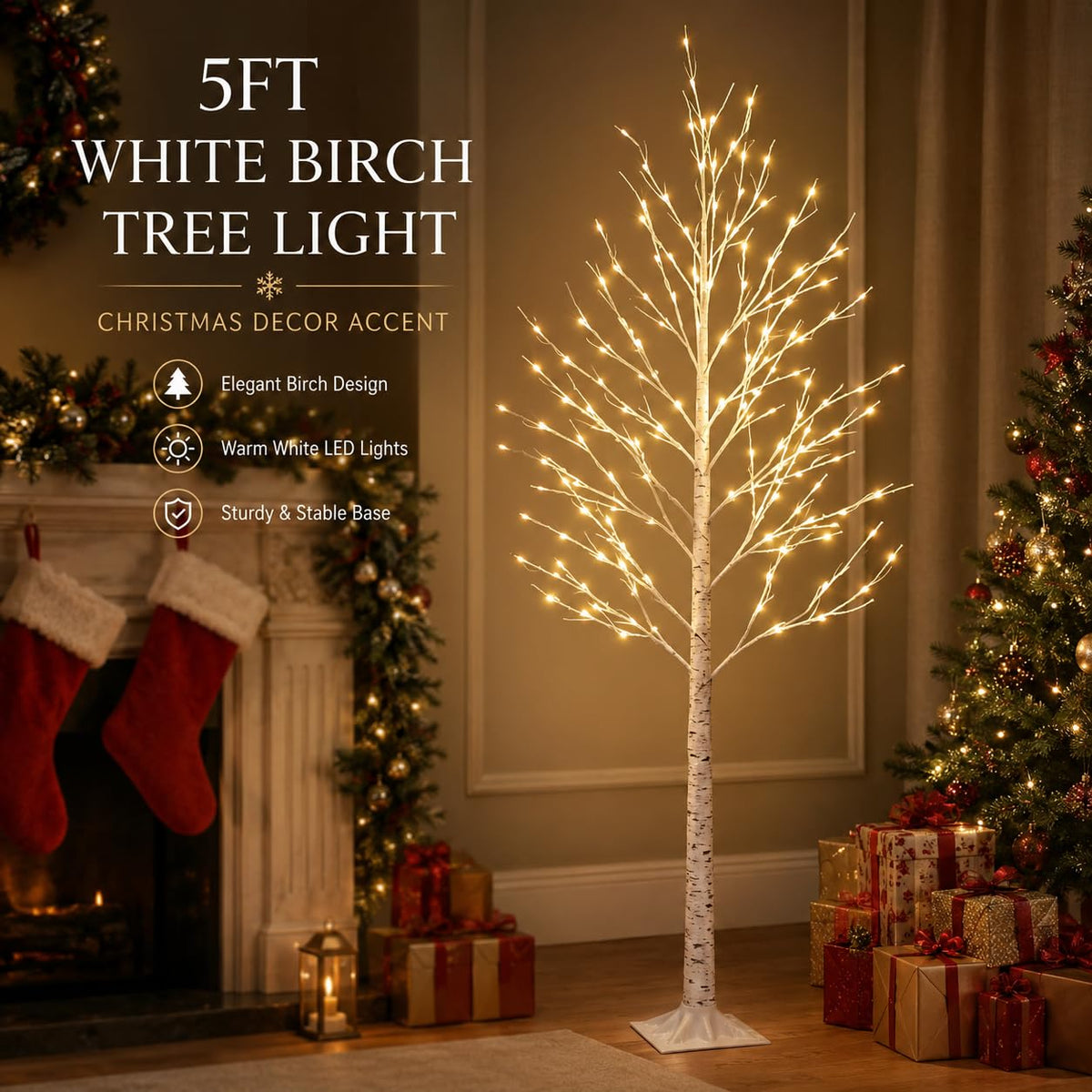 5FT Birch Tree with Lights L80606