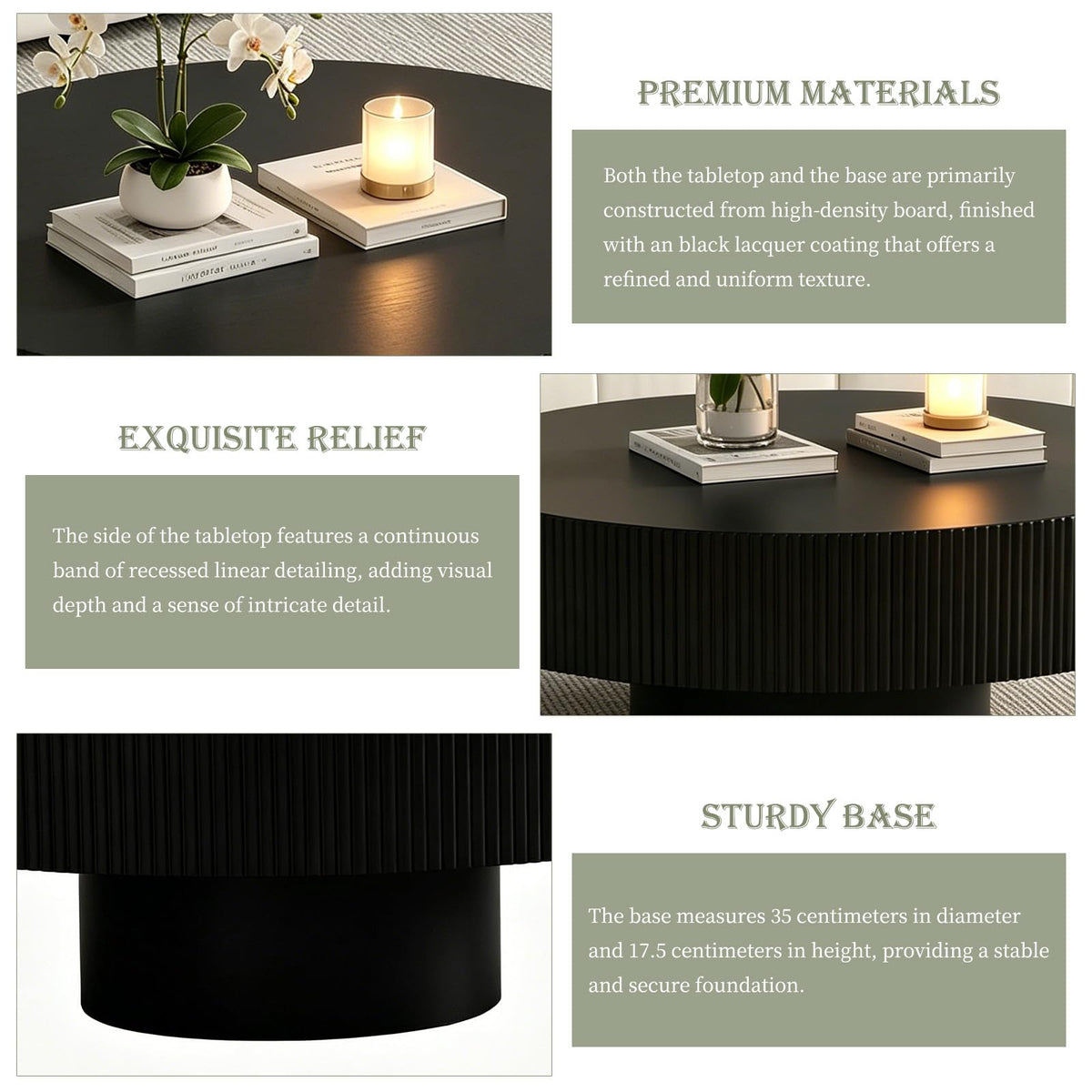 Black Round Pedestal Coffee Table D88232