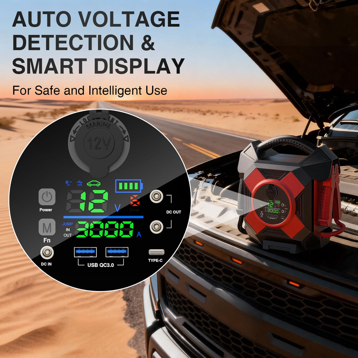 Heavy Duty Truck Jump Starter 30000A Peak 12V Lithium Battery Booster Pack V7991