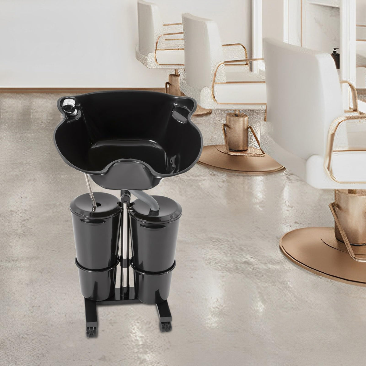 Portable Height-Adjustable Shampoo Basin with 2 Water Buckets T9758