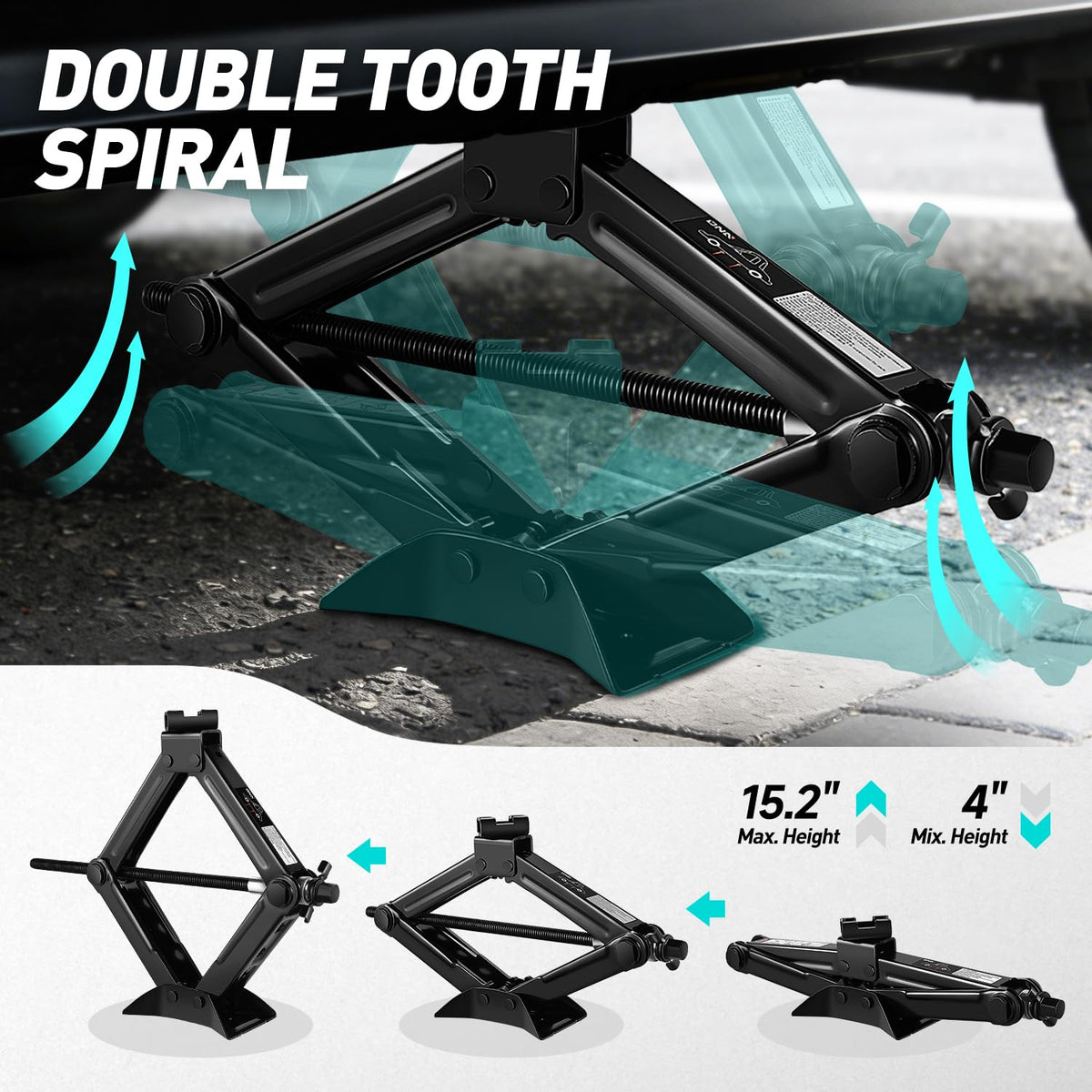 Scissor Jack 1.5 Ton Black L96959
