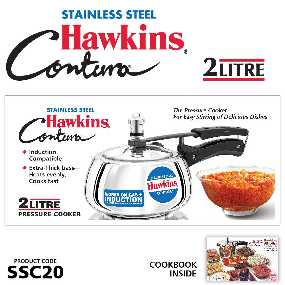 Stainless Steel Pressure Cooker, 2 Liter, Silver D795