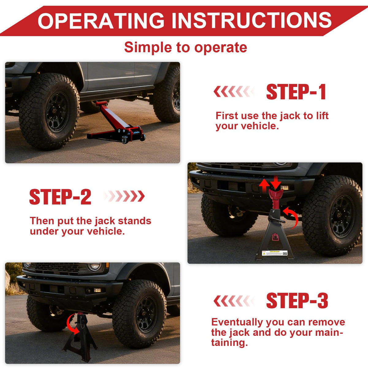 3 Ton Heavy Duty Car Jack Stands with Double Locking L71861