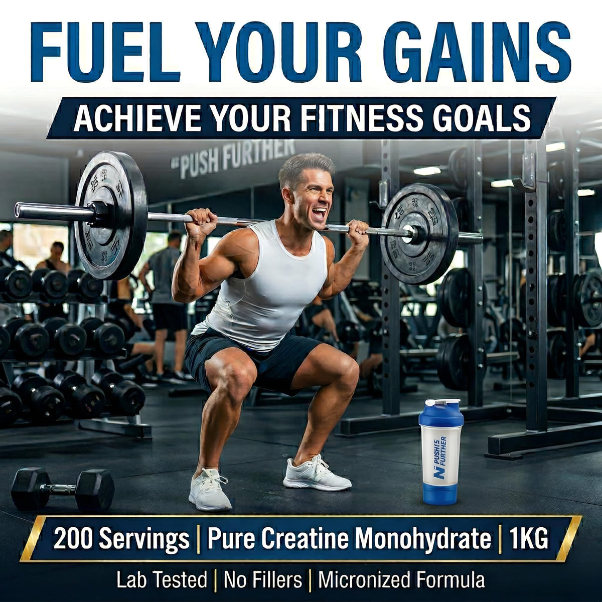 Micronized Creatine Monohydrate Powder Unflavored Gluten-Free 1000g P487