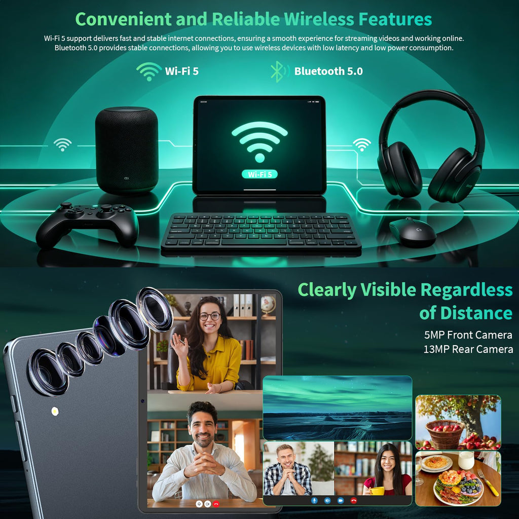 Android 16 Tablet with Keyboard 26GB 256GB 2TB Octa-Core Black Case W4275