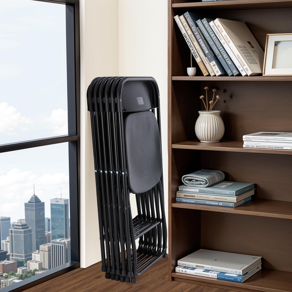 10 Pack Black Plastic Folding Chairs Y852