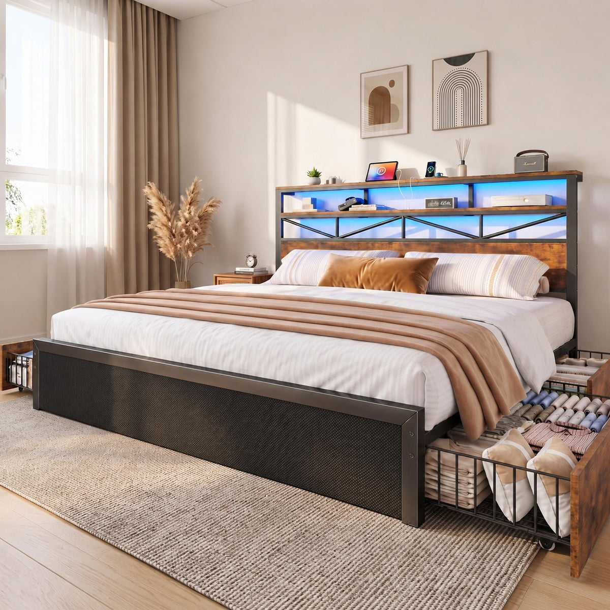 King Size Bed Frame with 4 Drawers M164