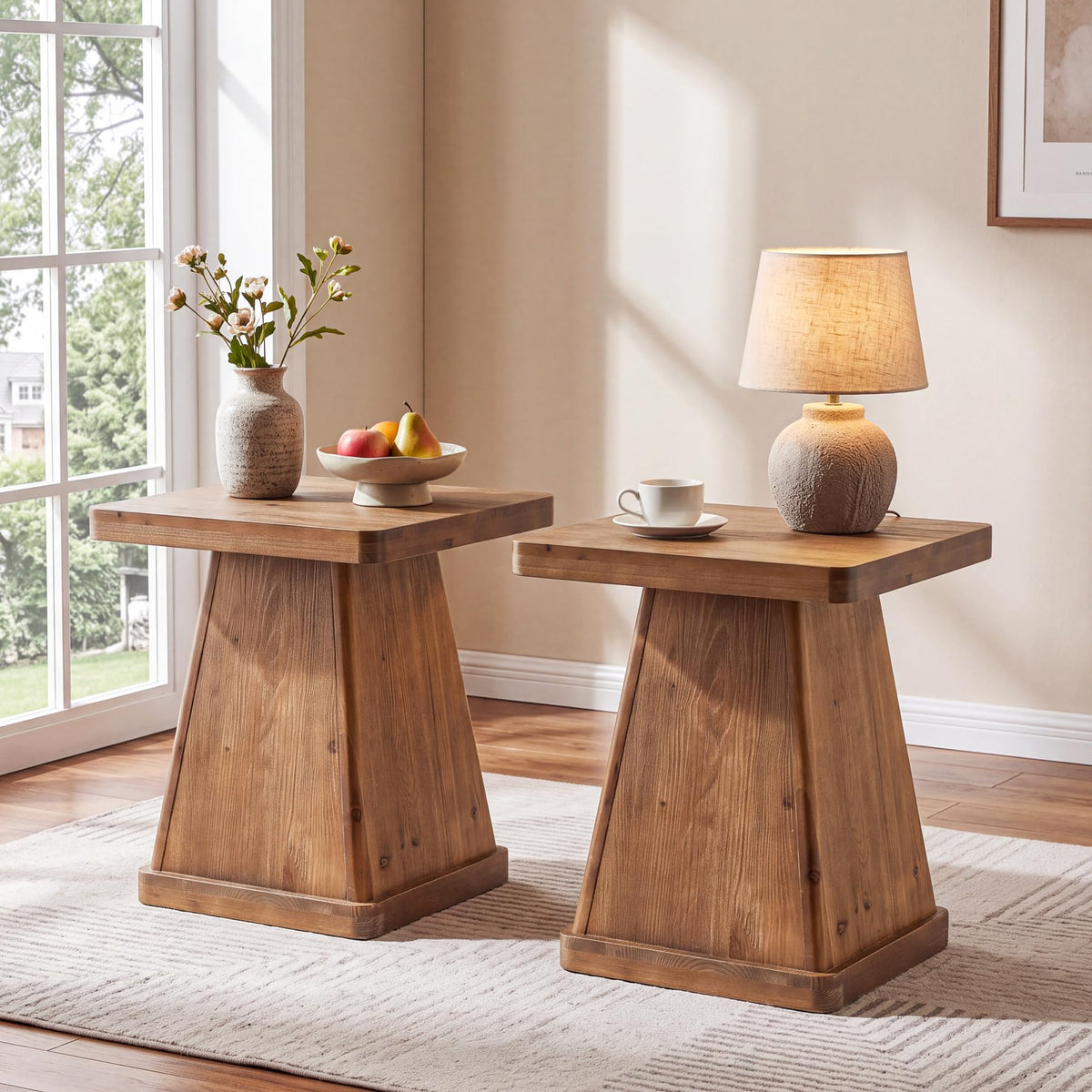 Solid Wood Side Table Set of 2 X9500
