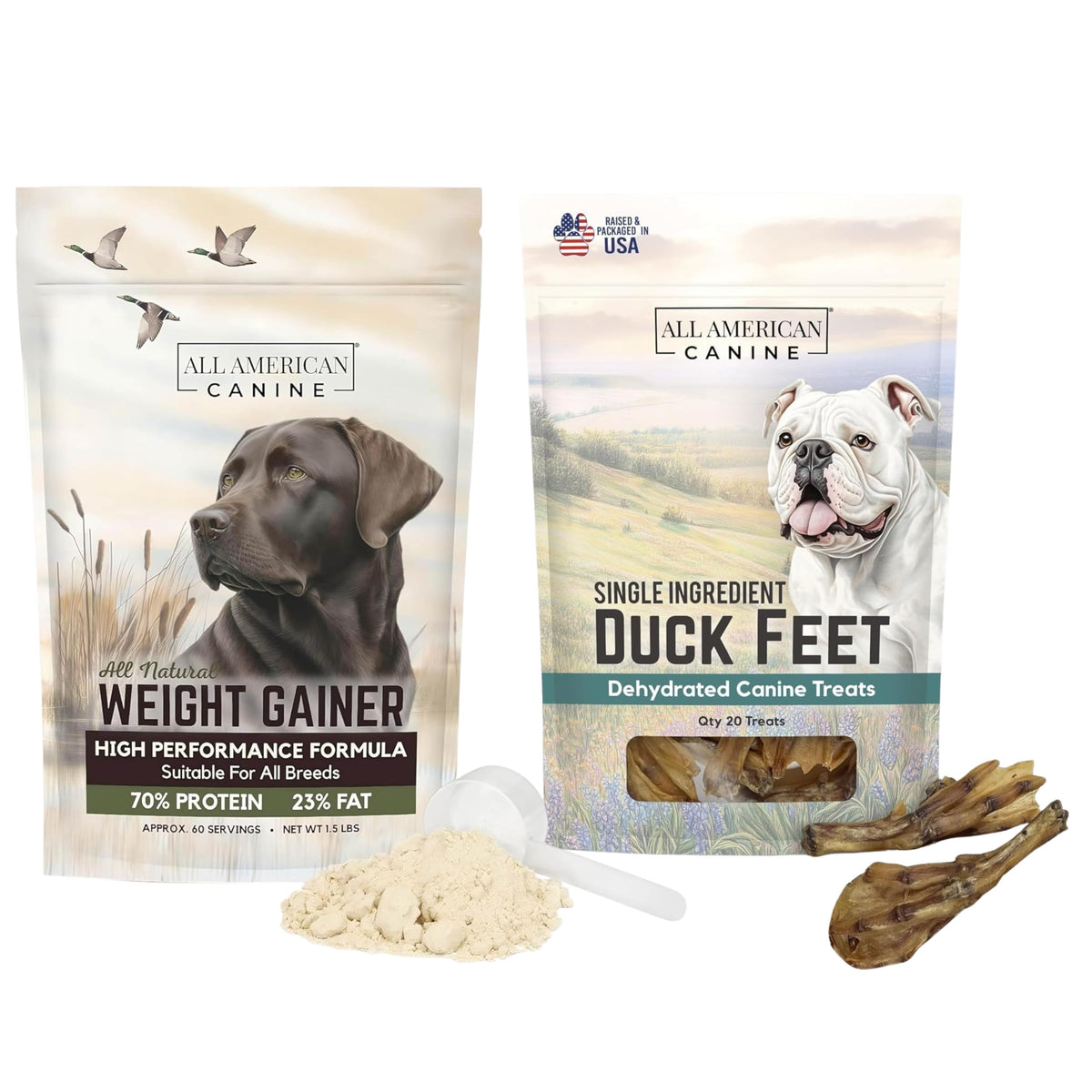 Dog Weight Gainer Powder & Duck Feet Bundle D2880