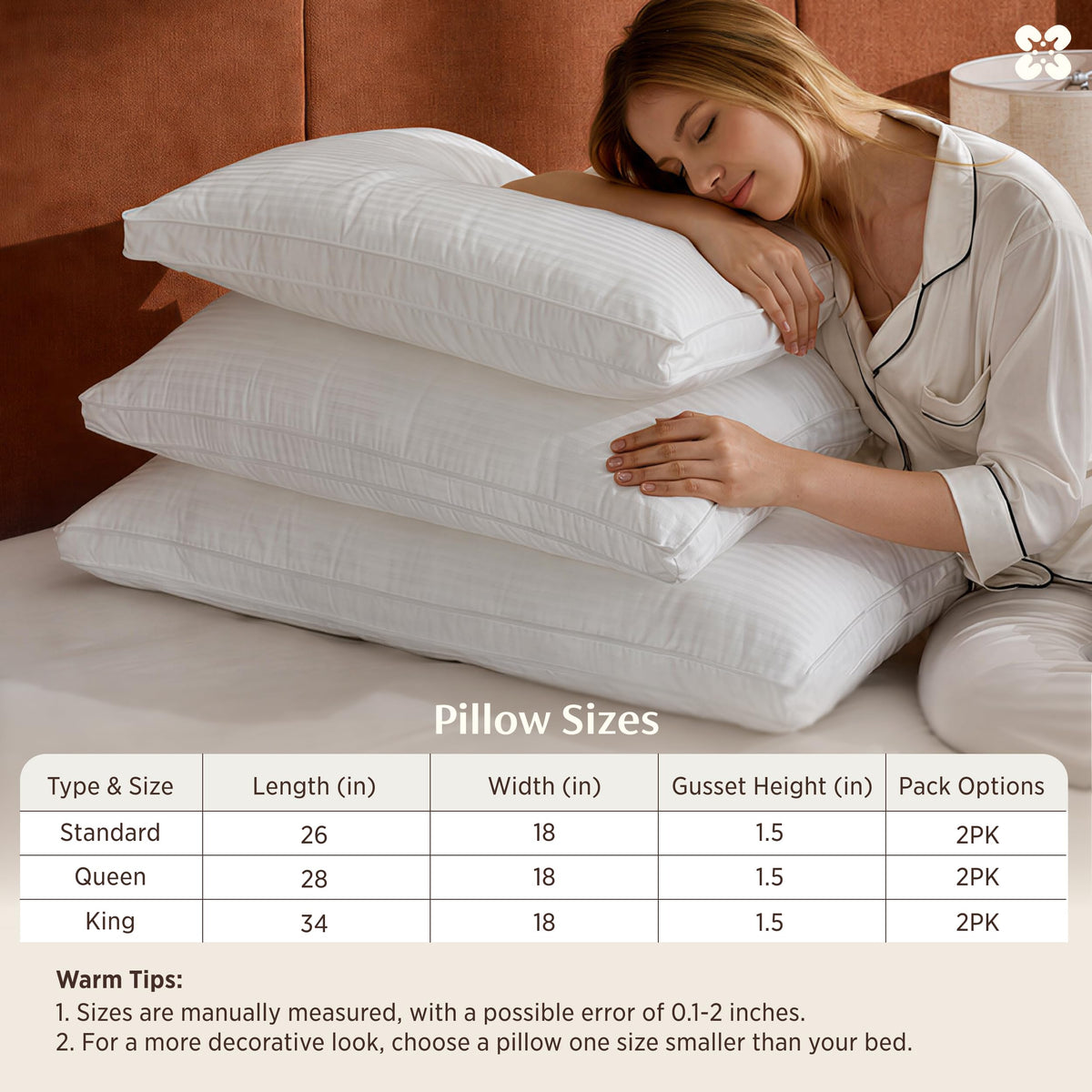 King Size Set of 2 Cotton Pillows A821603