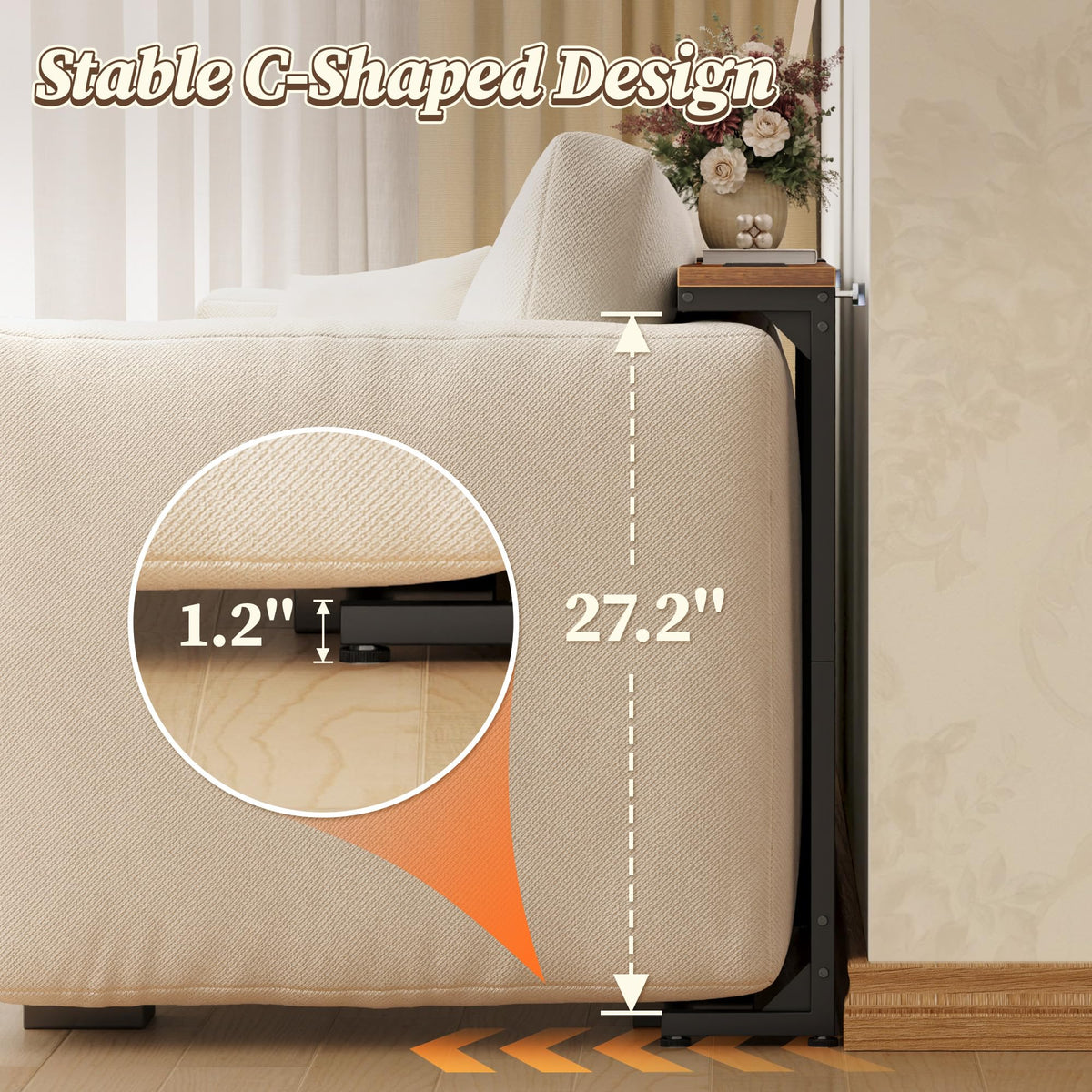 Extendable Behind Couch Table with Outlets K30996