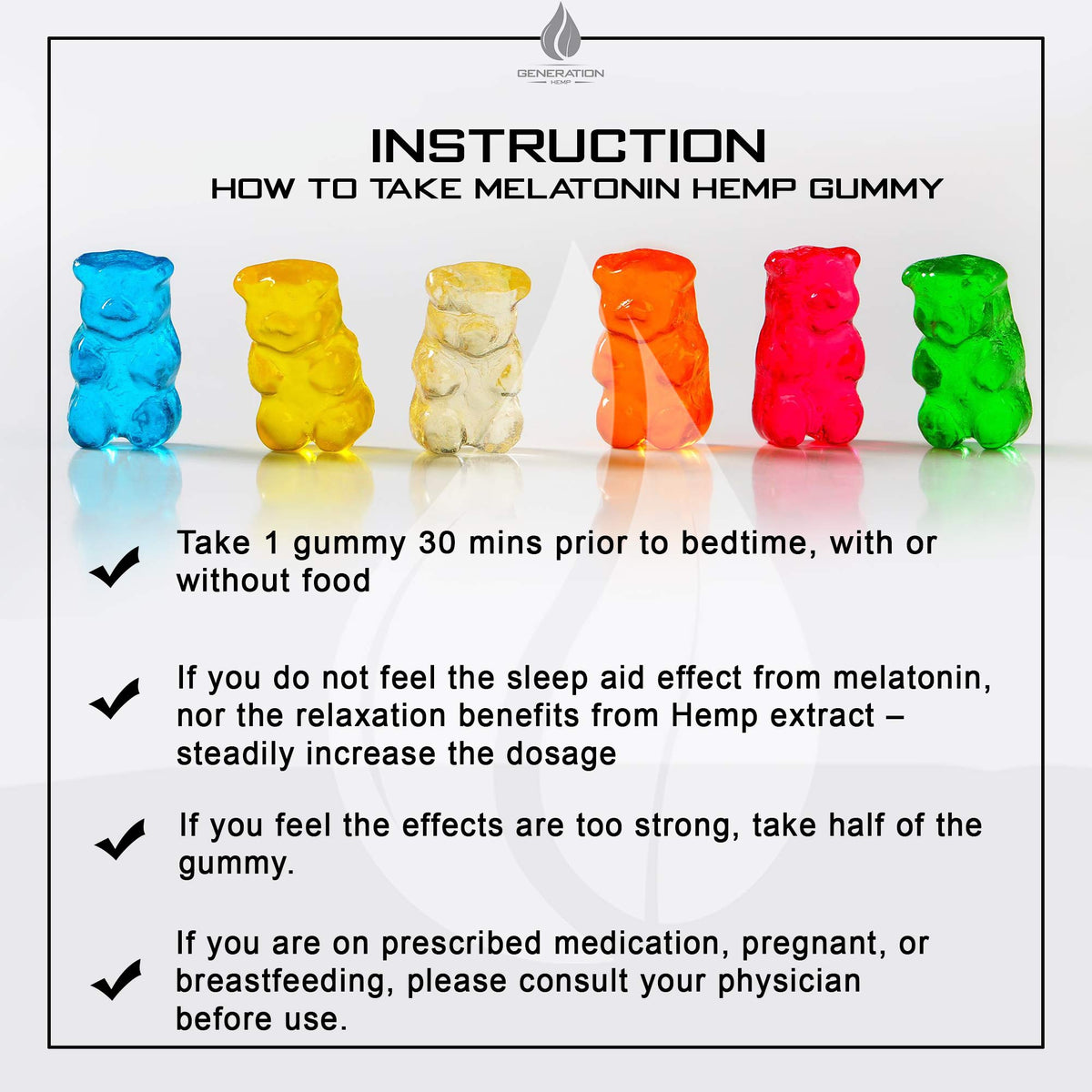 Melatonin Hemp Gummies 5mg 25mg 60 Servings K71578