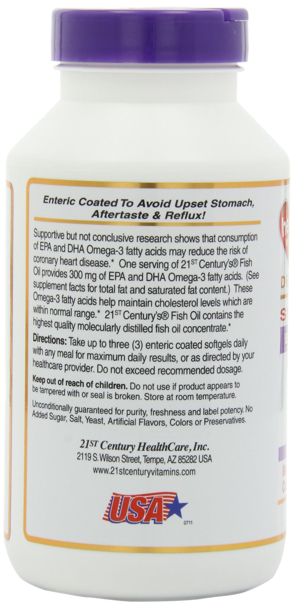 Fish Oil 1000 mg Enteric Coated Softgels 180-Count Pack of 2 B740