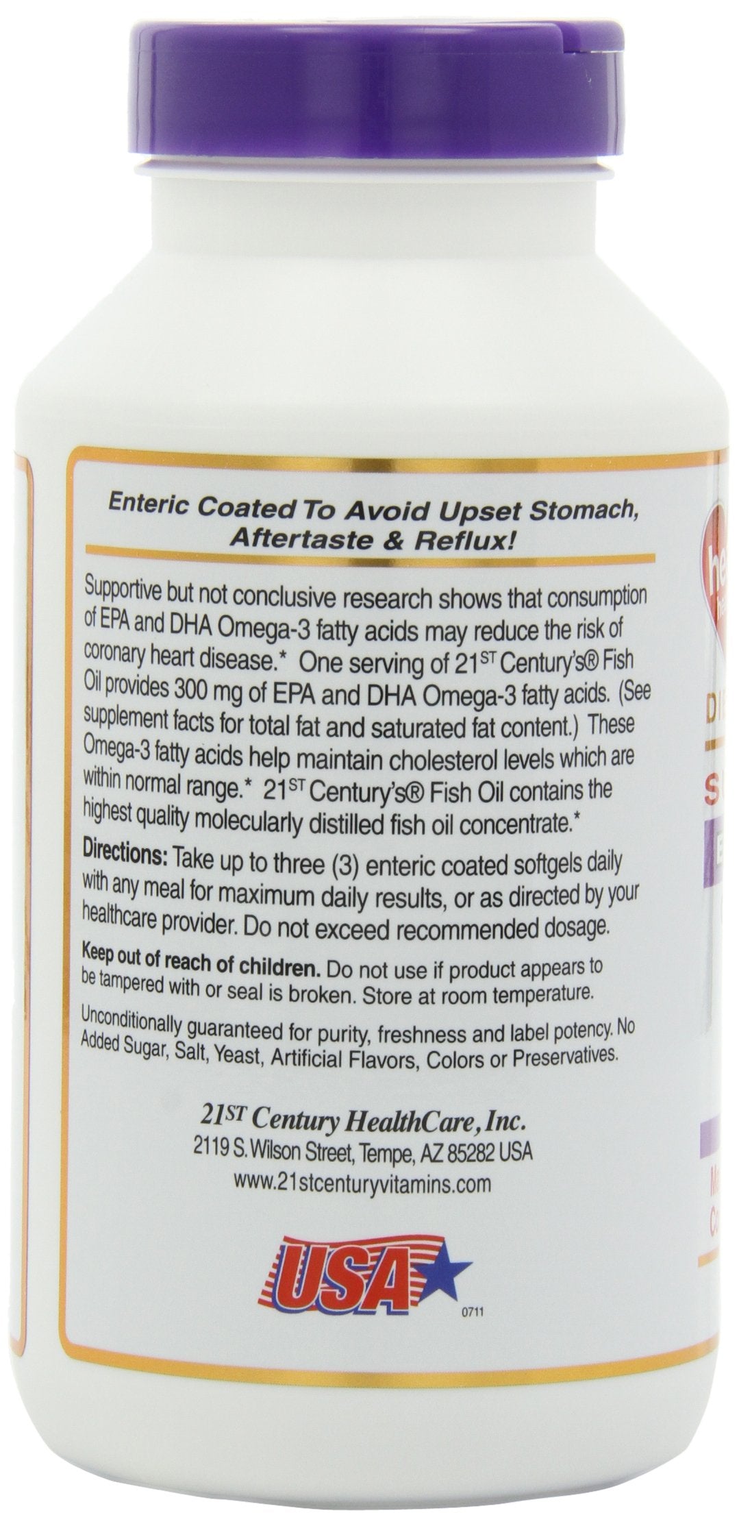 Fish Oil 1000 mg Enteric Coated Softgels 180-Count Pack of 2 B740