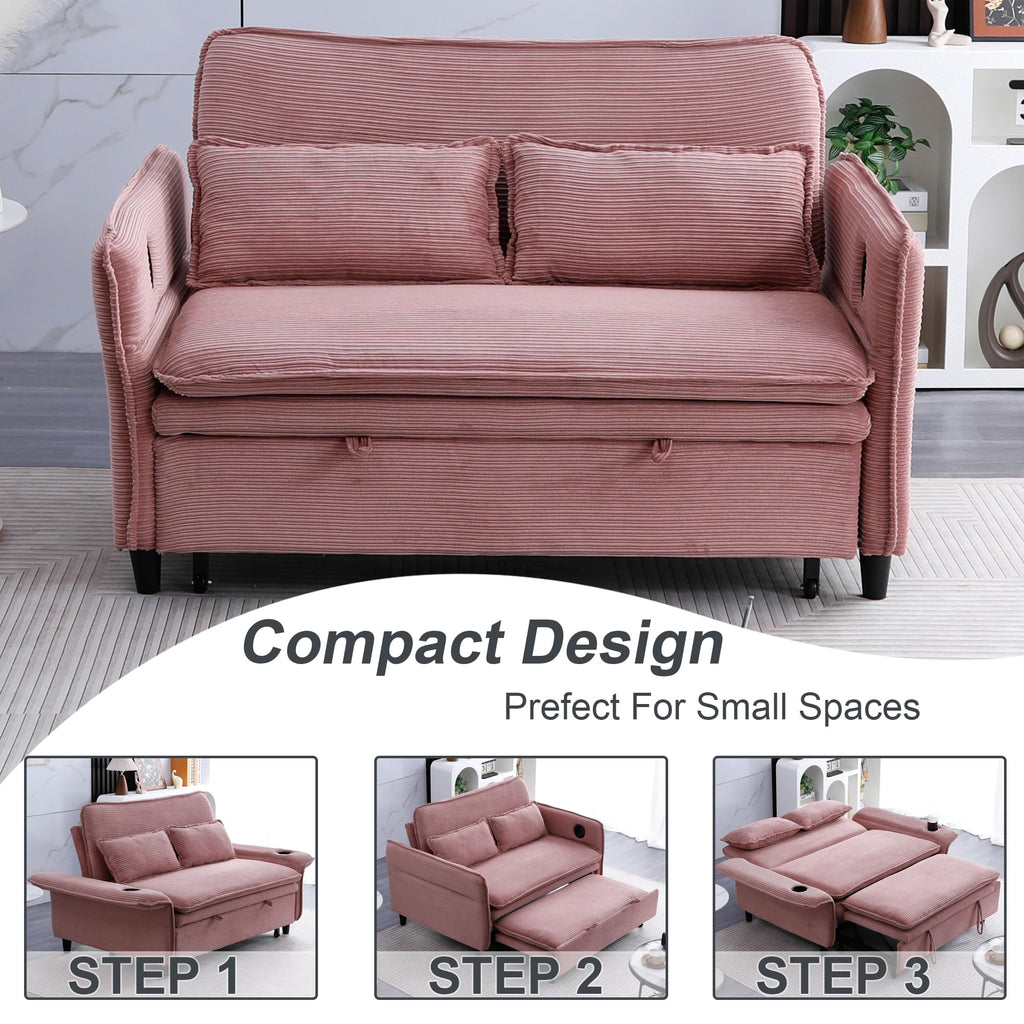 Pink Convertible Sleeper Sofa Bed D853388