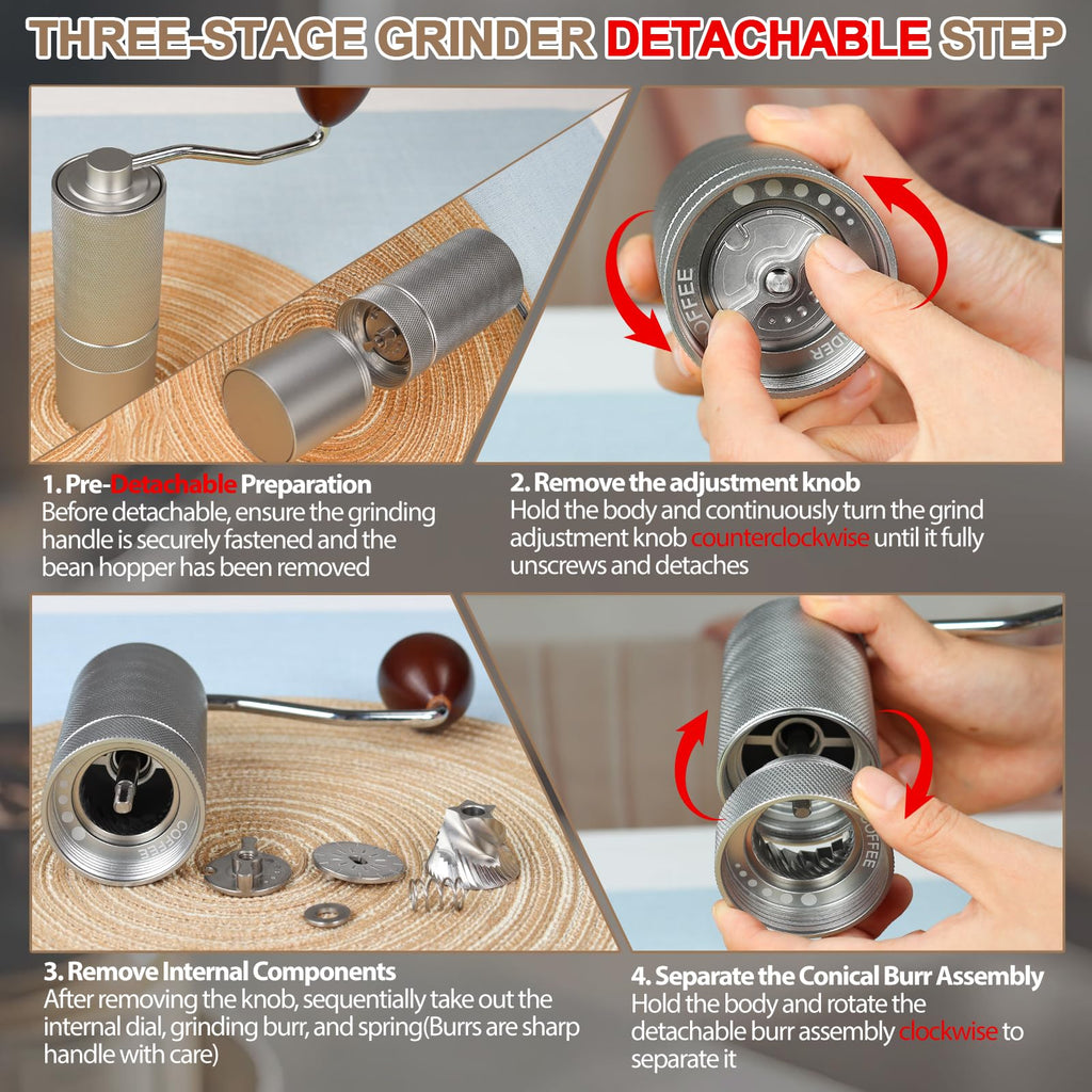 Manual Coffee Grinder with 25 Level Stainless Steel Conical Burr W6090