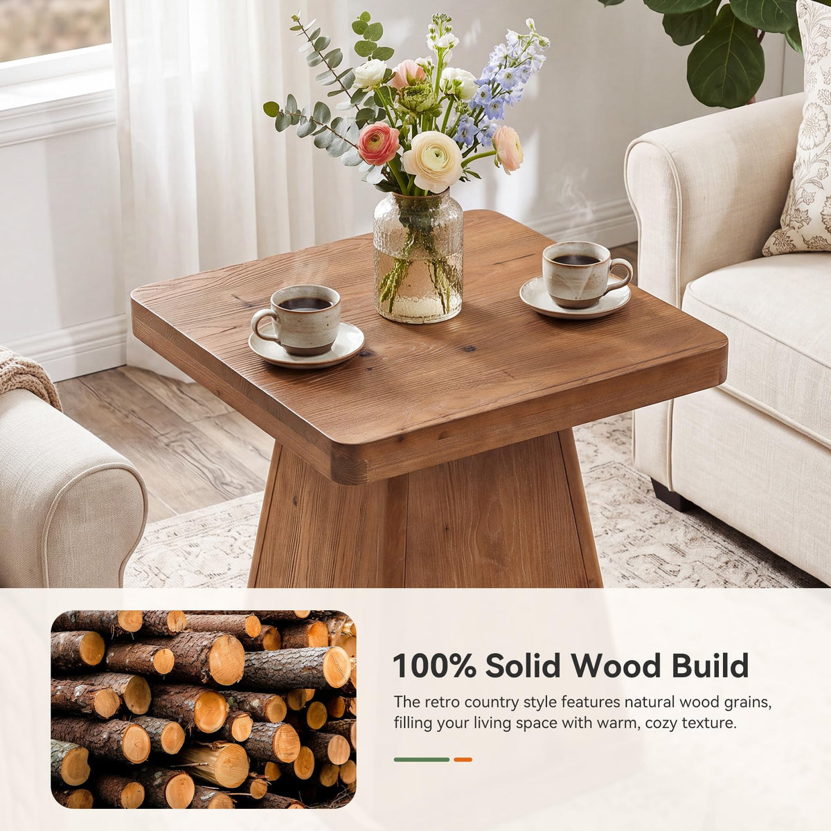 Solid Wood Side Table Set of 2 X9500