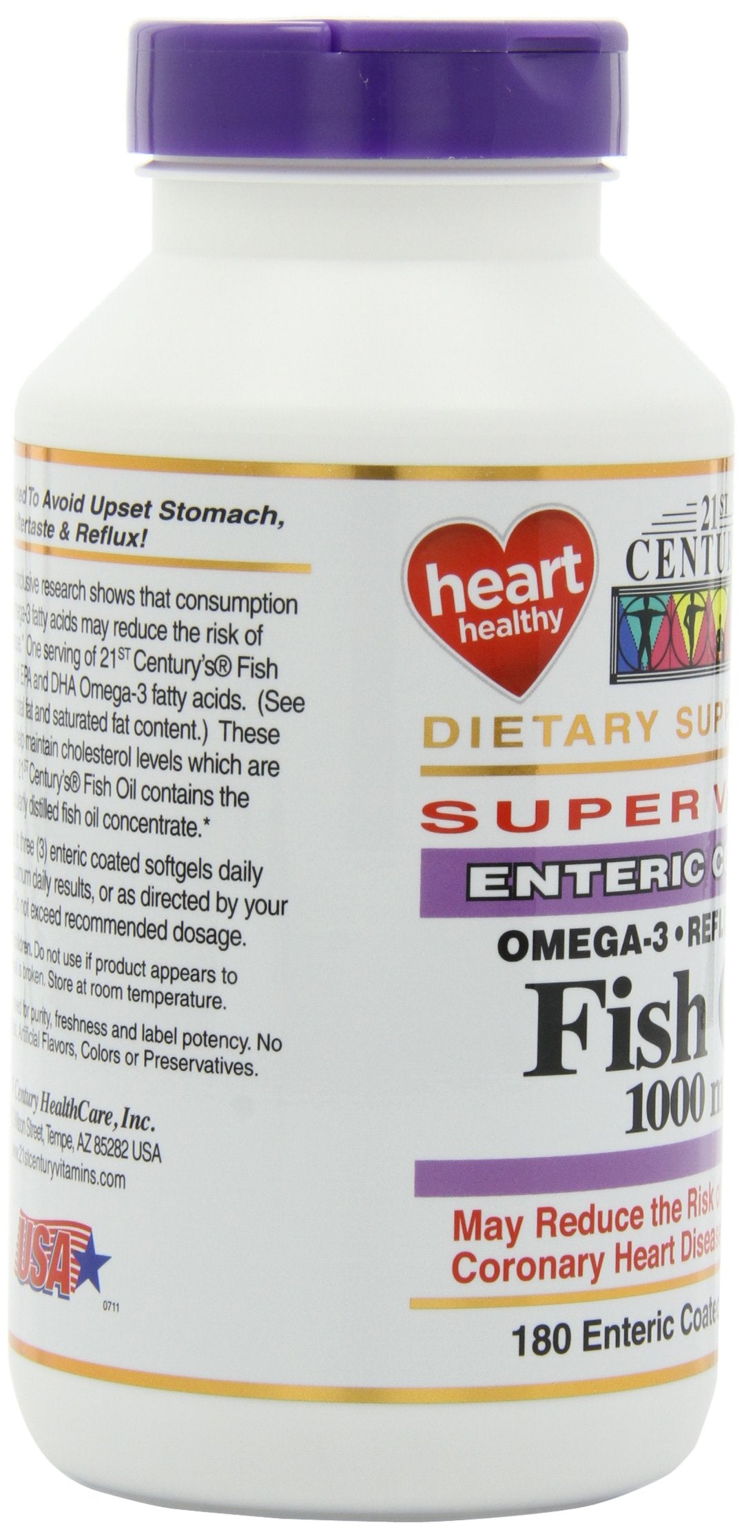 Fish Oil 1000 mg Enteric Coated Softgels 180-Count Pack of 2 B740