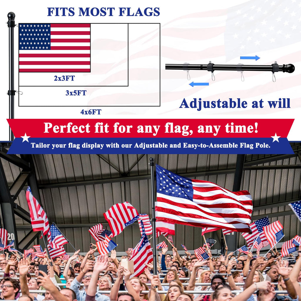 Tangle Free Stainless Steel Flag Pole Kit with Bracket N1832