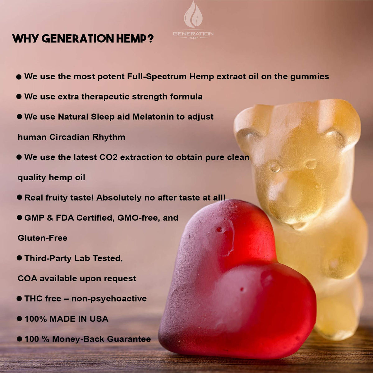 Melatonin Hemp Gummies 5mg 25mg 60 Servings K71578