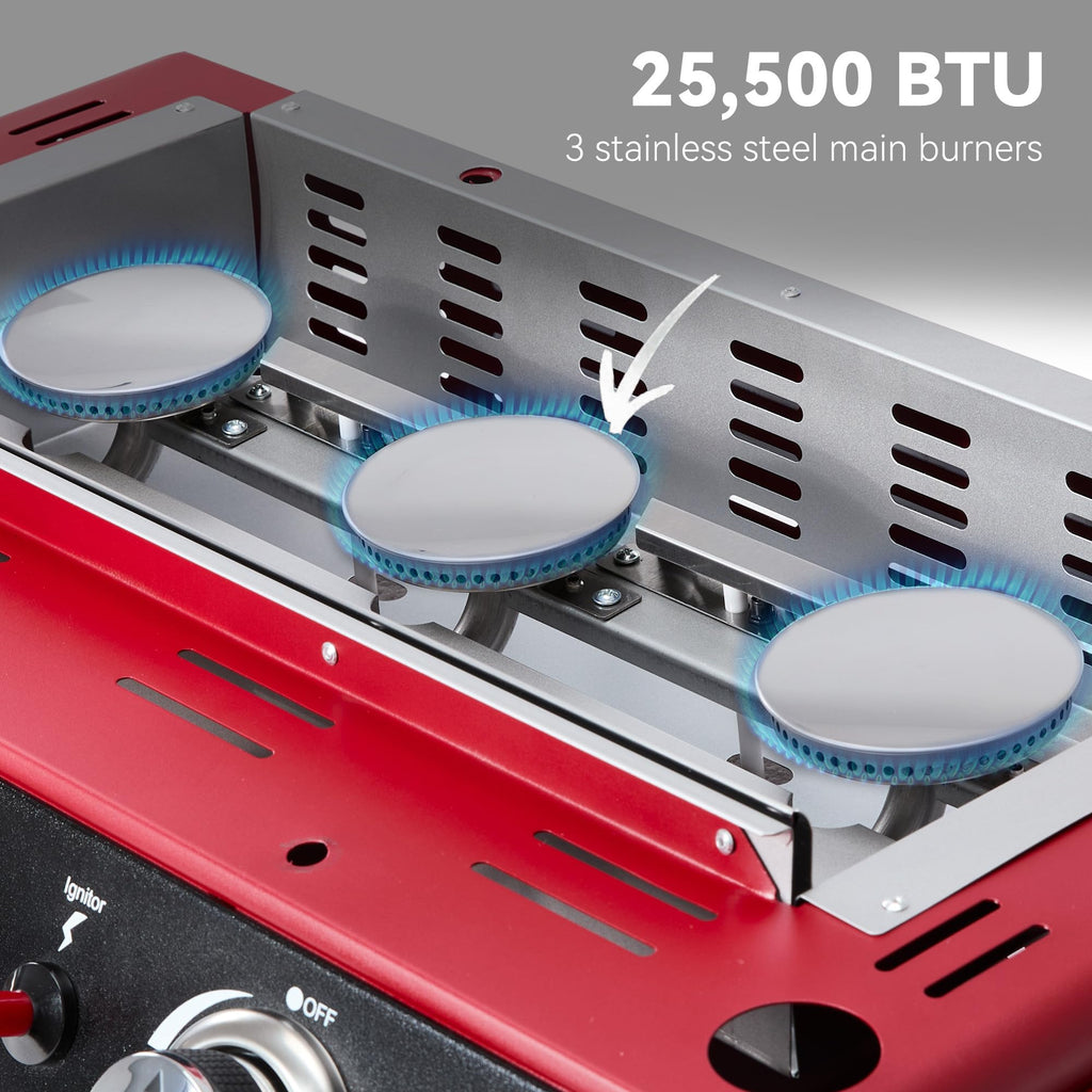 3-Burner Tabletop Propane Gas Griddle with Cover D999925