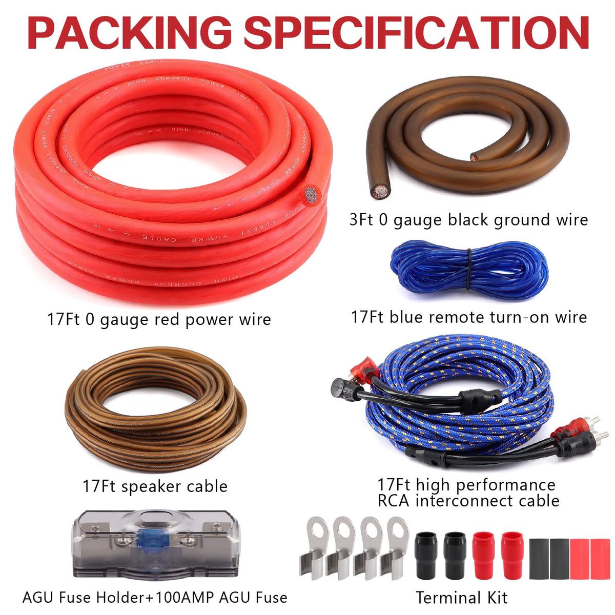 0 Gauge CCA Amplifier Wiring Kit U1760