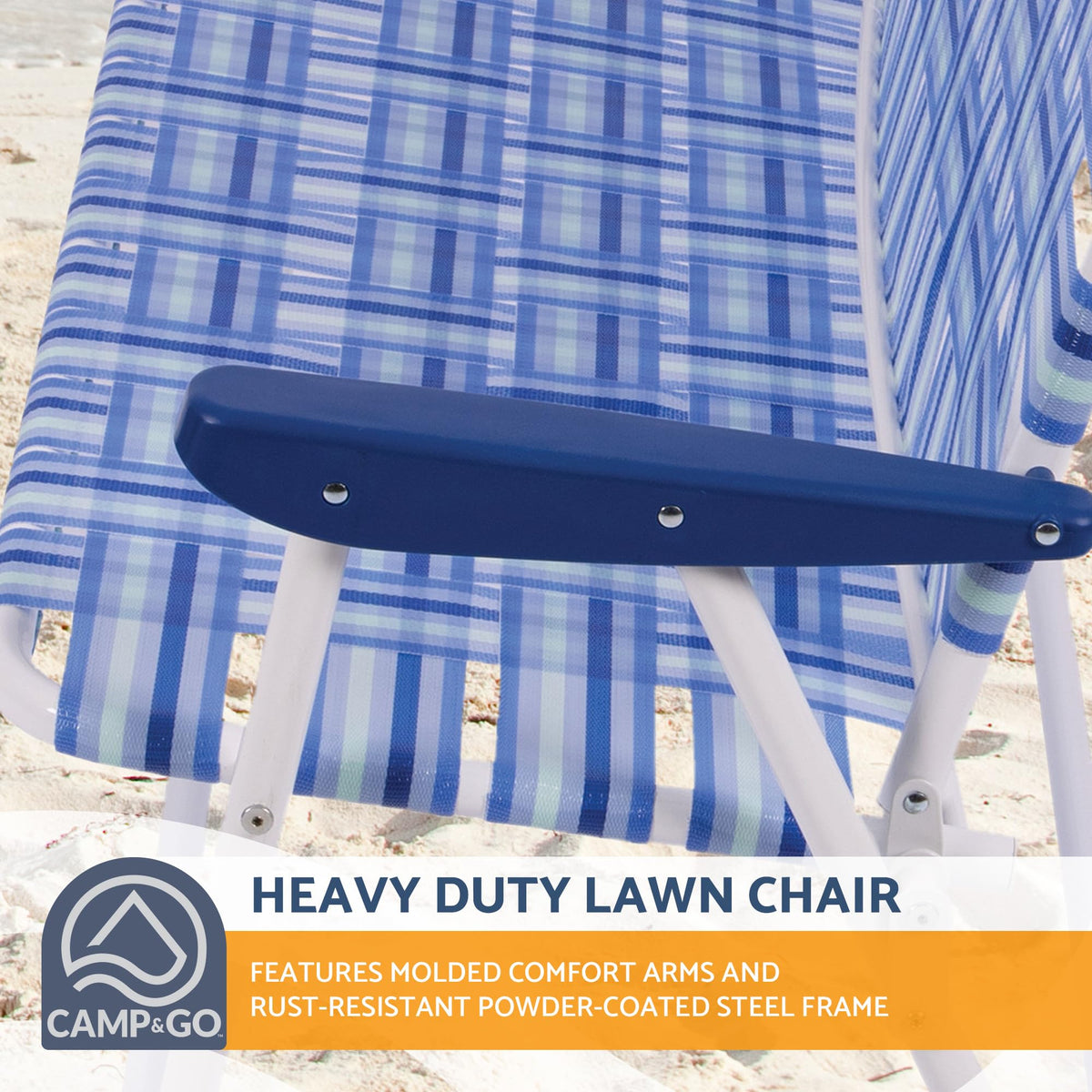 Blue/White Double-Wide Folding Web Lawn Chair R691