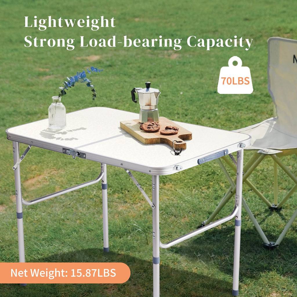 3ft Portable Aluminum Folding Picnic Table with Carry Handle L1500