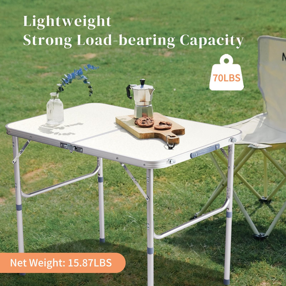 3ft Portable Aluminum Folding Picnic Table with Carry Handle L1500