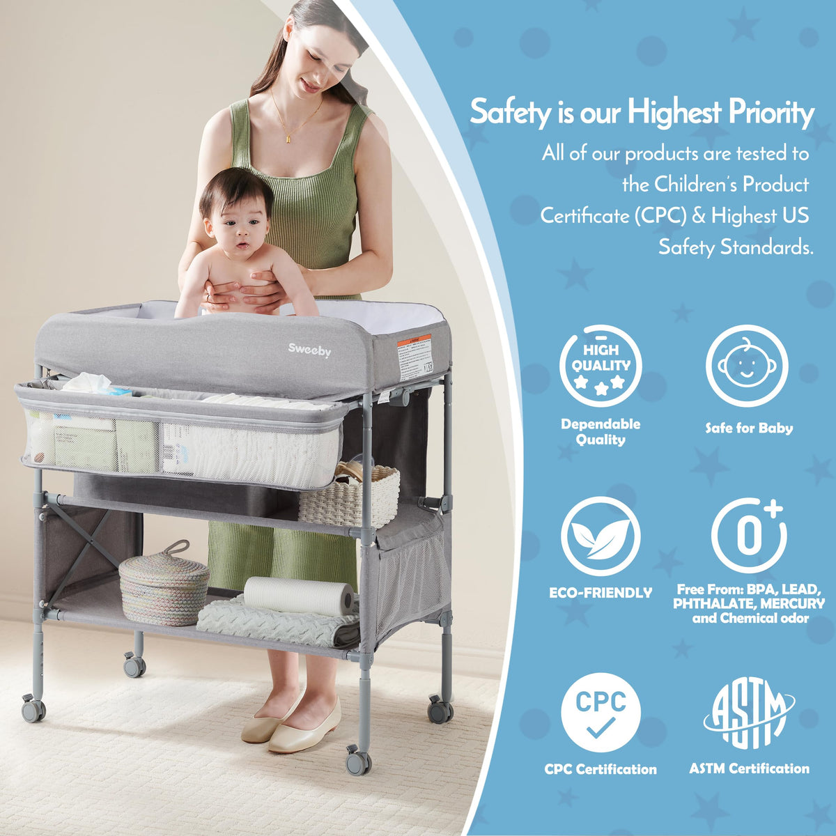 Portable Baby Changing Table with Waterproof Pad Z164209