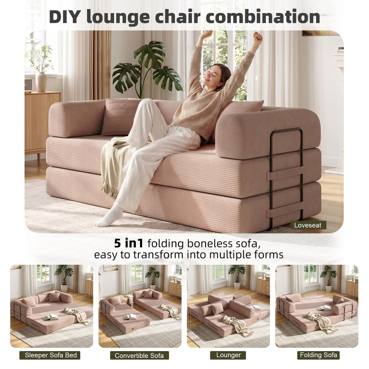 79in Boneless Convertible Futon Sofa Bed Queen T976